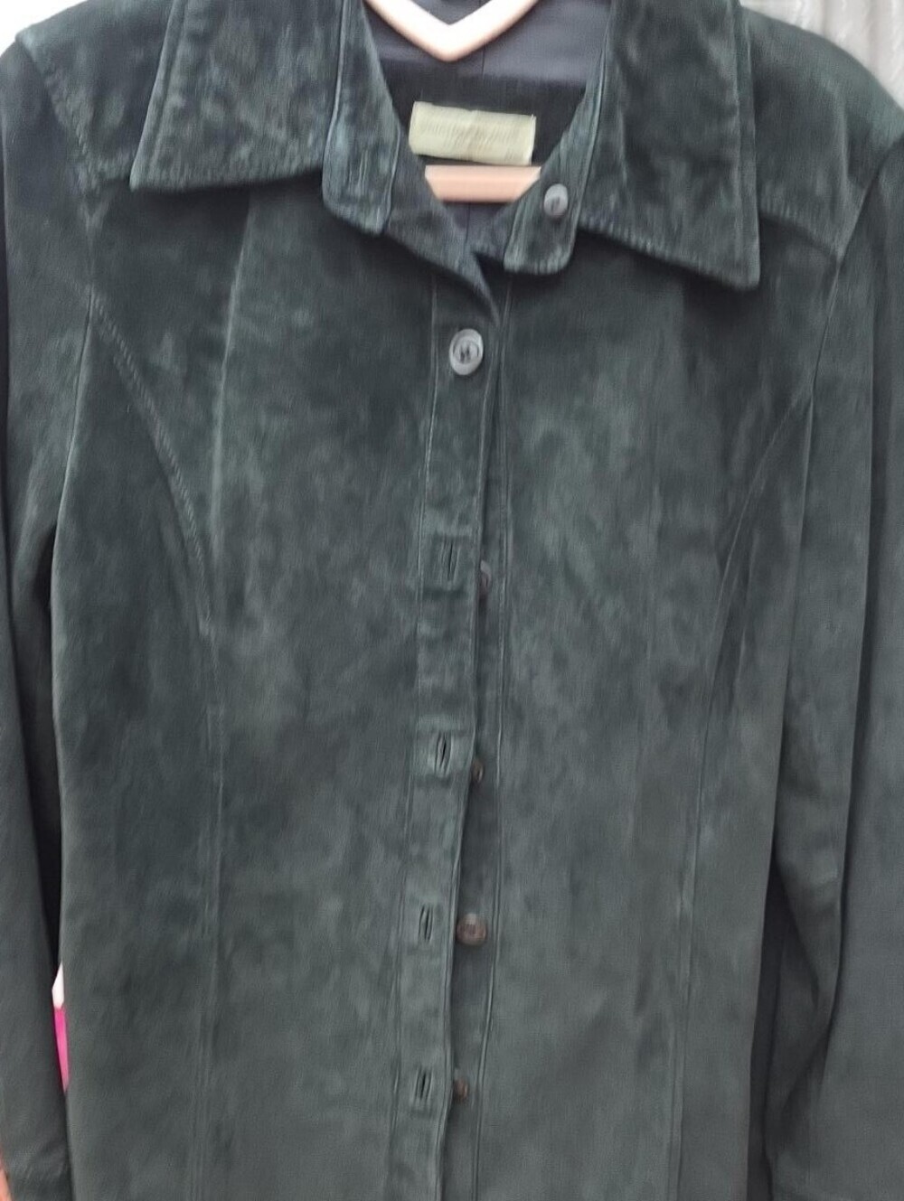 Valerie Stevens Black Leather Suede Look Button Down Jacket MP - Picture 4 of 8